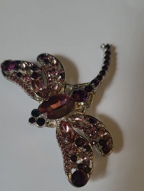 Purple Crystal Dragonfly Brooch - Women's Jewelry